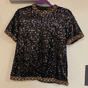 Fully sequined and beaded black top